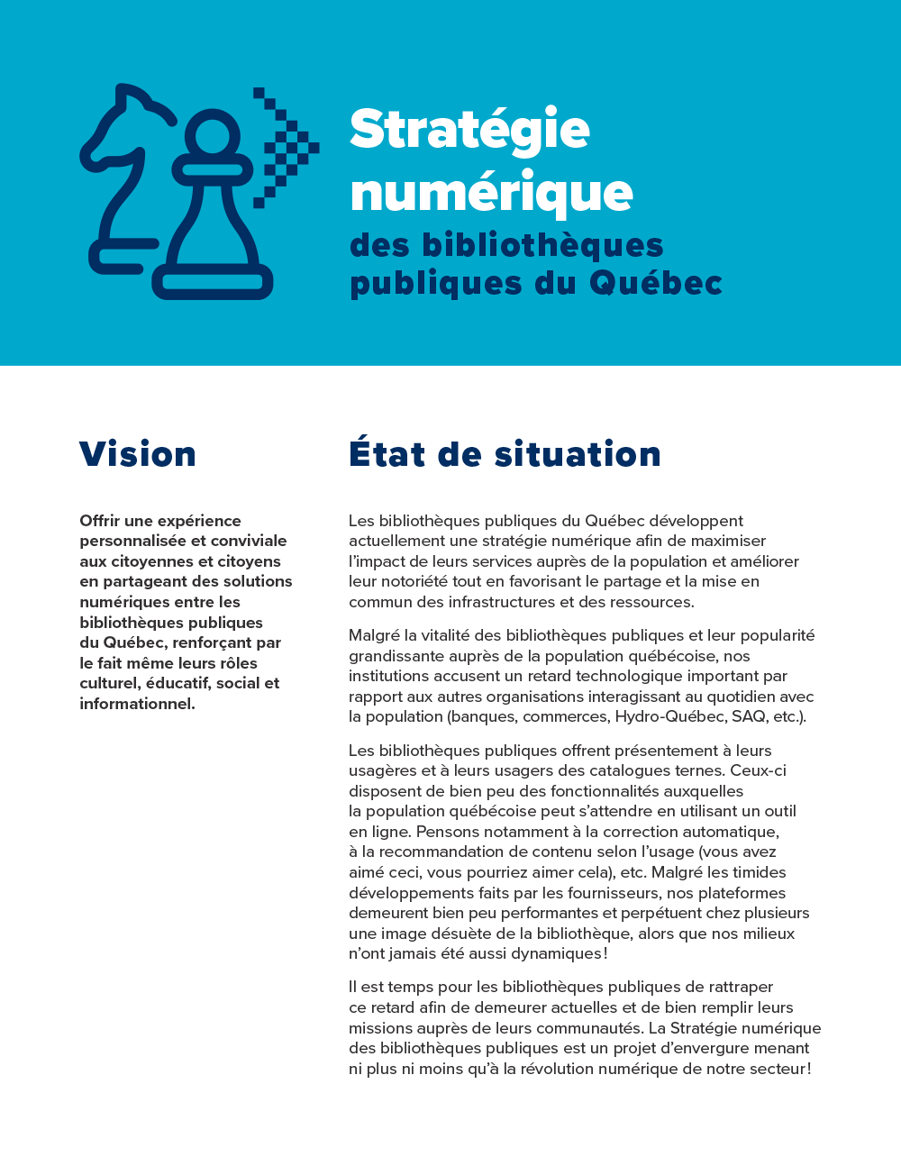 Brochure Stratégie numérique des bibliothèques publiques du Québec
